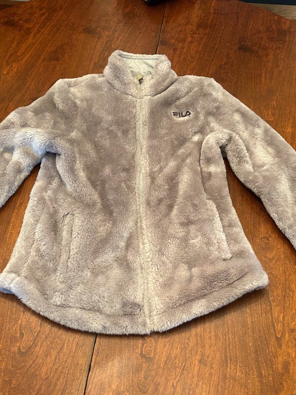 Kids Fila Plush Full-Zip Jacket - Light Gray